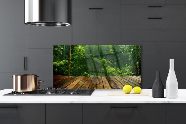 Panou sticla bucatarie Pădurea Verde Natura Maro
