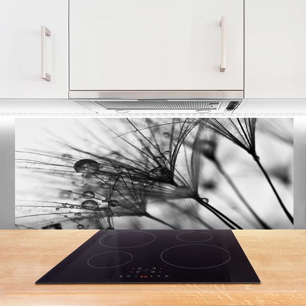 Panou sticla bucatarie Abstract Floral Gray