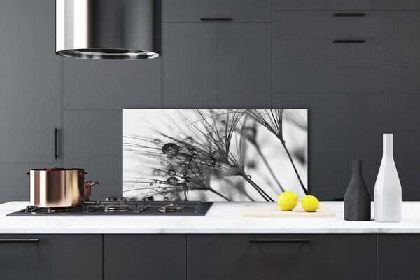 Panou sticla bucatarie Abstract Floral Gray