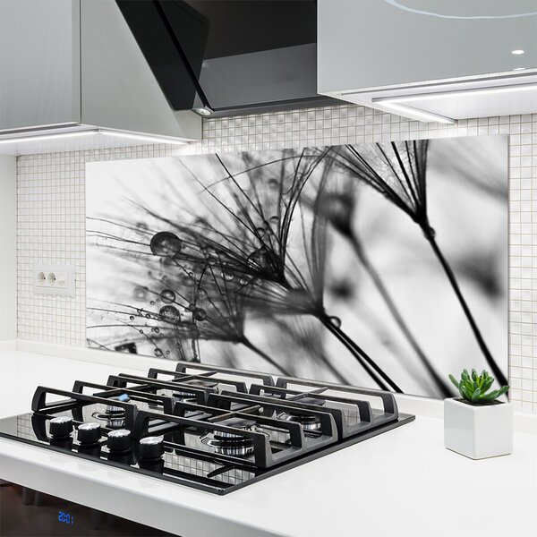 Panou sticla bucatarie Abstract Floral Gray