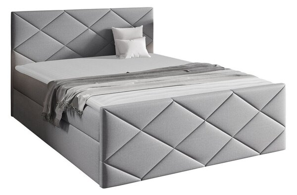 Pat boxspring MonsBoxspring, Single, Gri deschis, 120x200, Tapiterie, Somiera patSomiera pat, 12x21x10cm