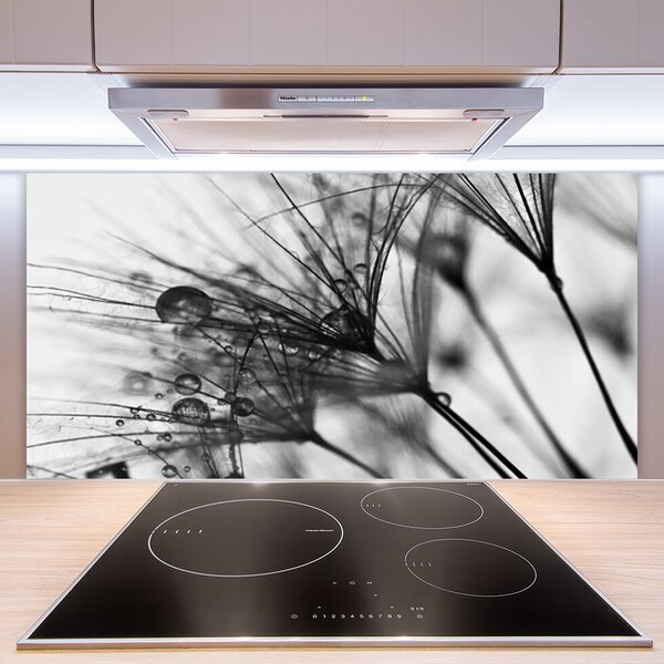 Panou sticla bucatarie Abstract Floral Gray