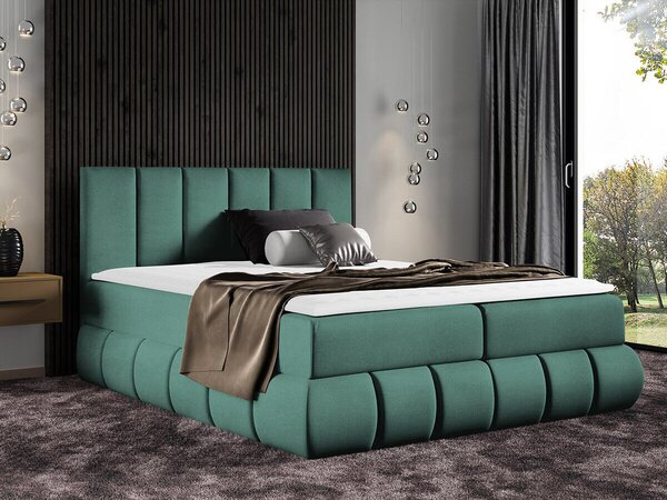 Pat boxspring CursusBoxspring, Dublu, Verde, 160x200, Tapiterie, Somiera patSomiera pat, 18x22x10cm