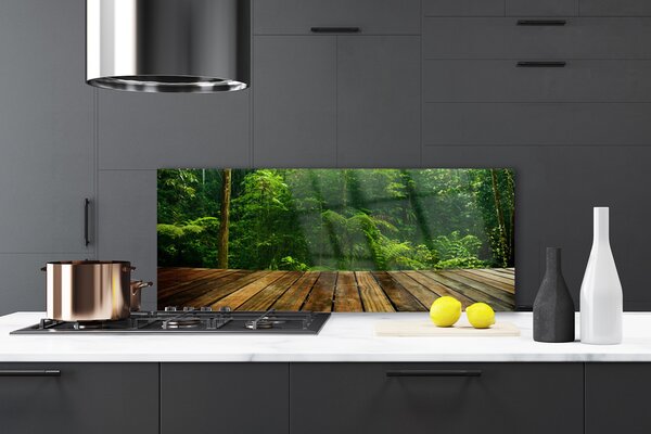 Panou sticla bucatarie Pădurea Verde Natura Maro
