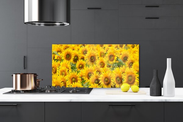 Panou sticla bucatarie Floarea soarelui Floral Galben Maro Verde