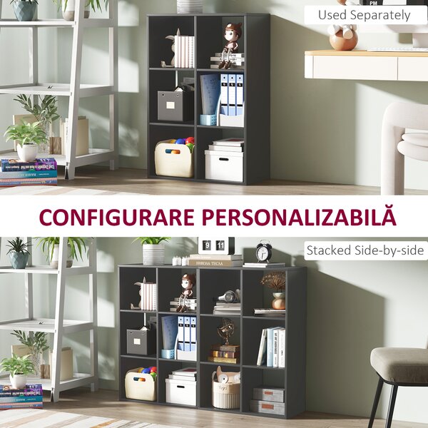 HOMCOM Bibliotecă Modernă Modulară cu 6 Compartimente din PAL, Maro | Aosom Romania