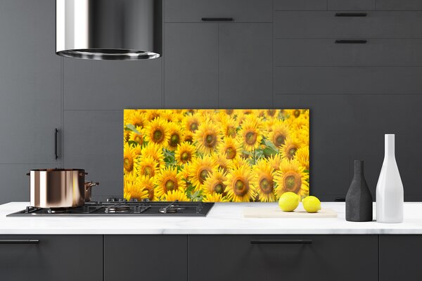 Panou sticla bucatarie Floarea soarelui Floral Galben Maro Verde