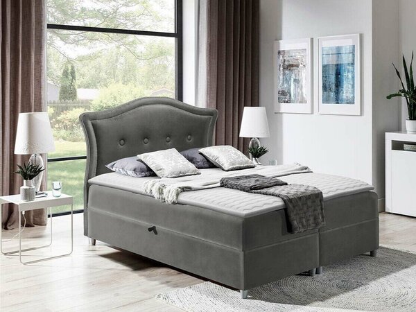 Pat boxspring OleumDublu, Boxspring, Gri inchis, 180x200, Tapiterie, Somiera patSomiera pat, 19x21x13cm