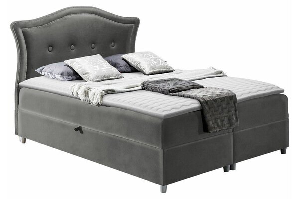 Pat boxspring OleumDublu, Boxspring, Gri inchis, 180x200, Tapiterie, Somiera patSomiera pat, 19x21x13cm