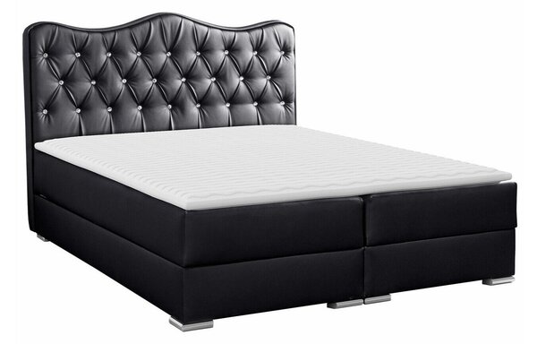 Pat boxspring TectumBoxspring, Single, Negru, 120x200, Piele ecologică, Somiera patSomiera pat, 12x21x13cm