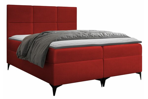 Pat boxspring MareDublu, Boxspring, Roșu, 140x200, Tapiterie, Somiera patSomiera pat, 14x21x12cm