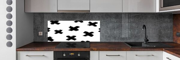 Panou sticlă decorativa bucătărie pata alb-negru