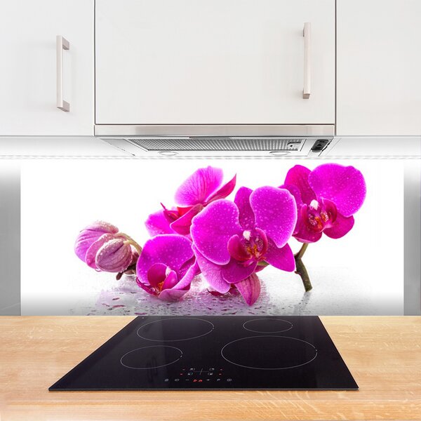 Panou sticla bucatarie Flori roz Floral