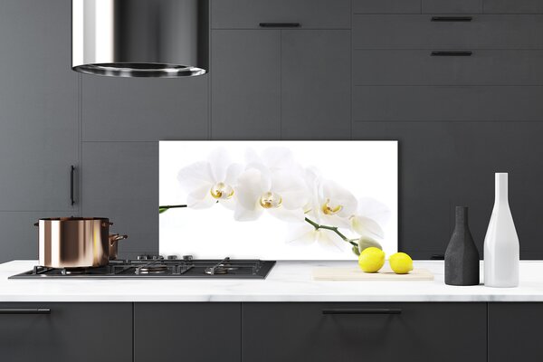 Panou sticla bucatarie Flori Floral alb