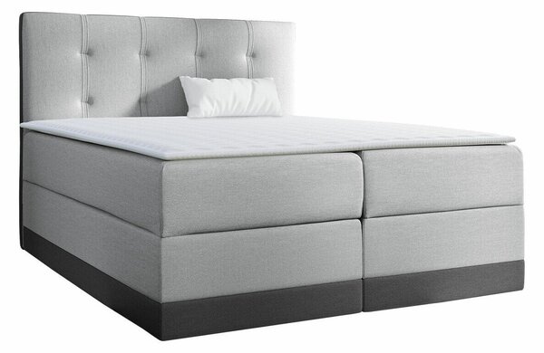 Pat boxspring VillaBoxspring, Dublu, Gri deschis, 180x200, Tapiterie, Somiera patSomiera pat, 18x21x12cm