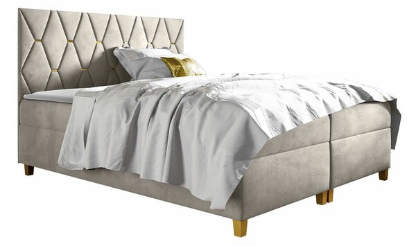 Pat boxspring NemusBoxspring, Dublu, Crem, 140x200, Tapiterie, Somiera patSomiera pat, 14x21x11cm