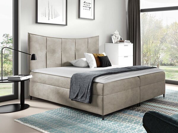Pat boxspring Fons IBoxspring, Dublu, Crem, 180x200, Tapiterie, Somiera patSomiera pat, 18x21x13cm