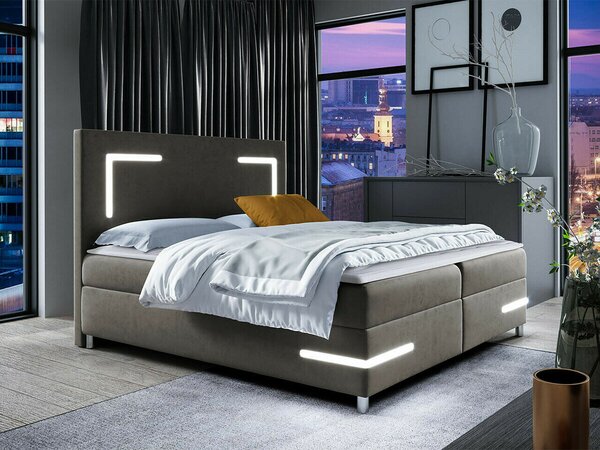 Pat boxspring VallisBoxspring, Dublu, Gri inchis, 160x200, Tapiterie, Somiera patSomiera pat, 16x21x12cm