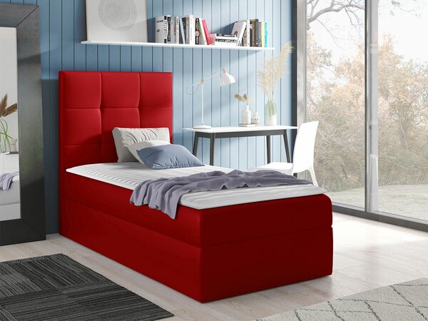 Pat boxspring NomenBoxspring, Single, Roșu, 80x200, Piele ecologică, Somiera patSomiera pat, 8x21x10cm
