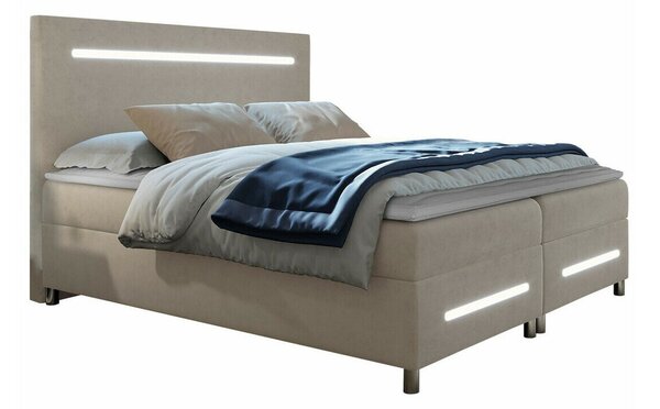 Pat boxspring PluviaBoxspring, Dublu, Crem, 160x200, Tapiterie, Somiera patSomiera pat, 16x21x12cm