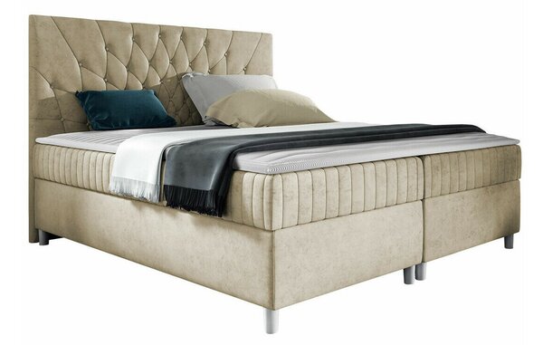Pat boxspring CivitasBoxspring, Dublu, Crem, 160x200, Tapiterie, Somiera patSomiera pat, 17x21x12cm