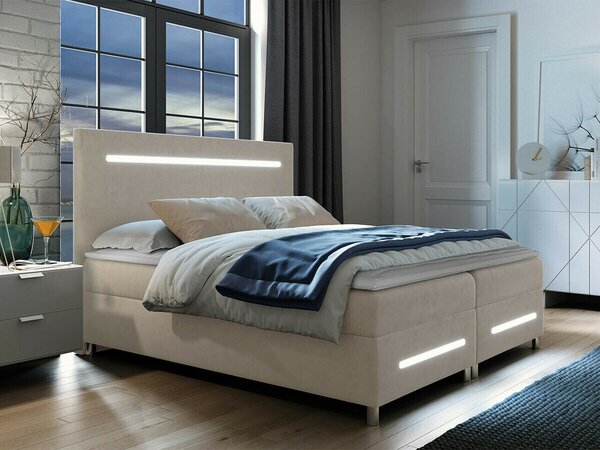 Pat boxspring PluviaBoxspring, Dublu, Crem, 160x200, Tapiterie, Somiera patSomiera pat, 16x21x12cm