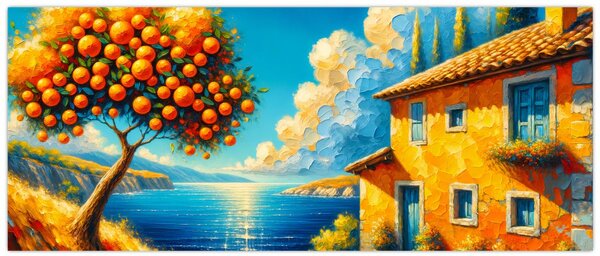Tablou - Casă cu portocale II. (120x50 cm)