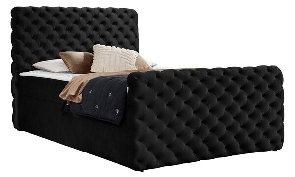 Pat boxspring Lac IBoxspring, Dublu, Negru, 180x200, Tapiterie, Somiera patSomiera pat, 19x23x12cm