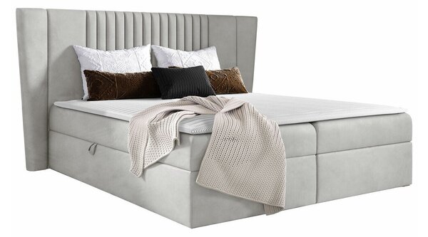 Pat boxspring FenestraBoxspring, Single, Gri deschis, 120x200, Tapiterie, Somiera patSomiera pat, 17x21x10cm