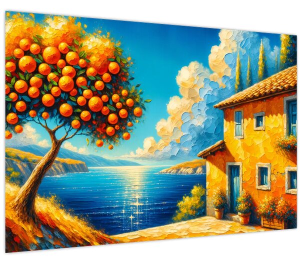 Tablou - Casă cu portocale II. (90x60 cm)