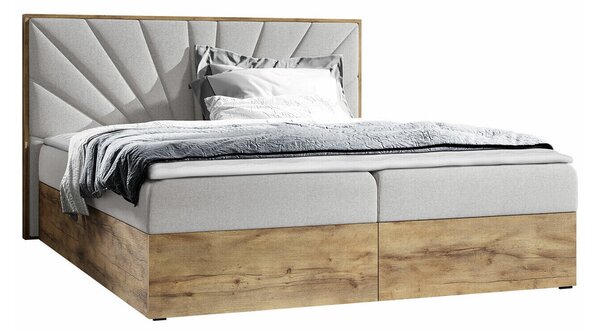 Pat boxspring NavisBoxspring, Dublu, Gri deschis, 200x200, Tapiterie, Somiera patSomiera pat, 21x21x10cm