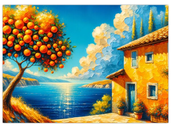 Tablou - Casă cu portocale II. (70x50 cm)