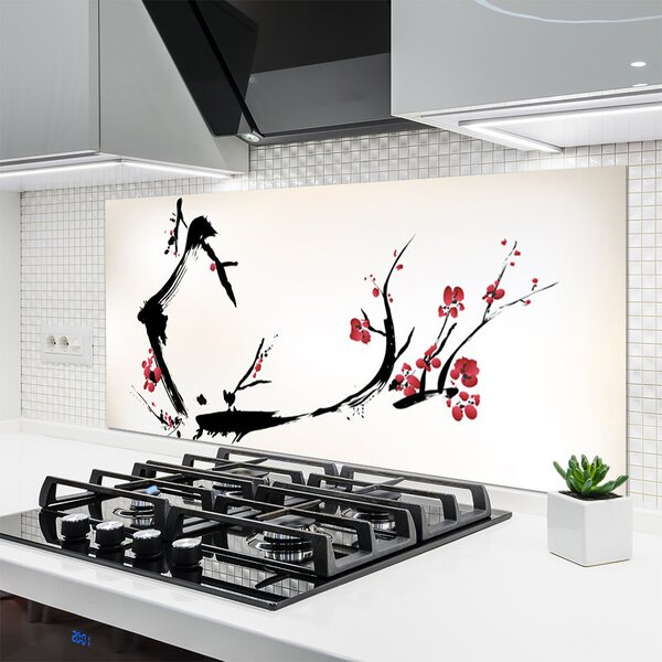 Panou sticla bucatarie Abstract Art Negru Maro