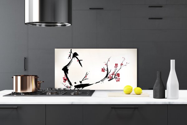 Panou sticla bucatarie Abstract Art Negru Maro