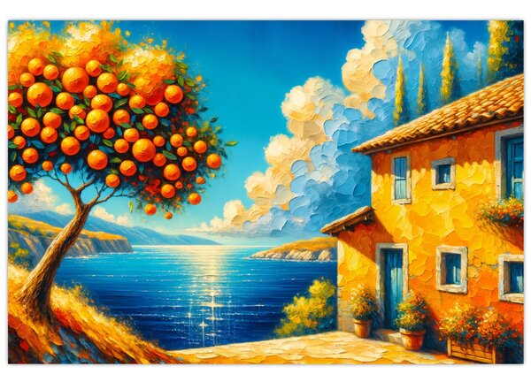 Tablou - Casă cu portocale II. (90x60 cm)