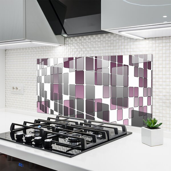 Panou sticla bucatarie Abstract Art Gri Alb Brun