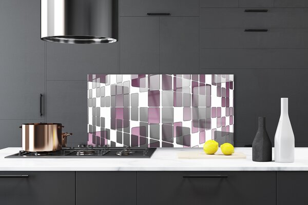 Panou sticla bucatarie Abstract Art Gri Alb Brun