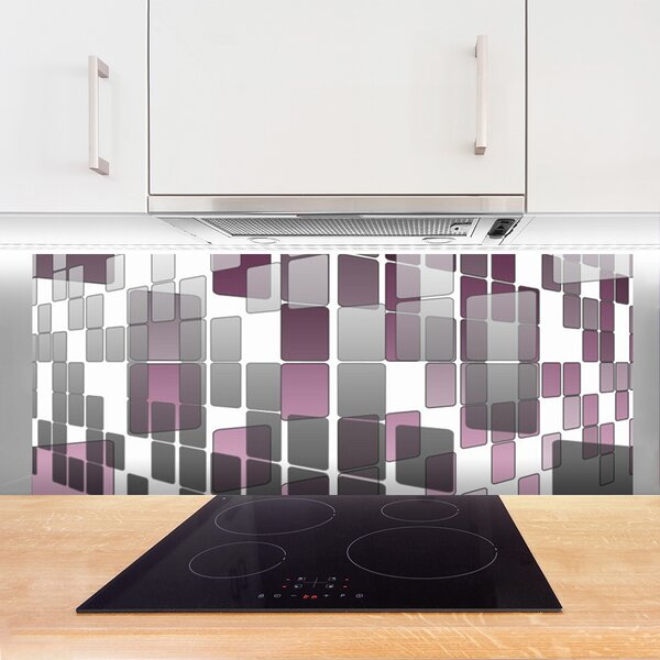 Panou sticla bucatarie Abstract Art Gri Alb Brun