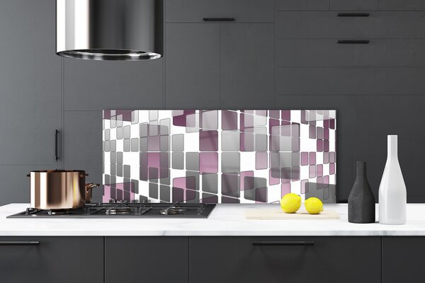 Panou sticla bucatarie Abstract Art Gri Alb Brun