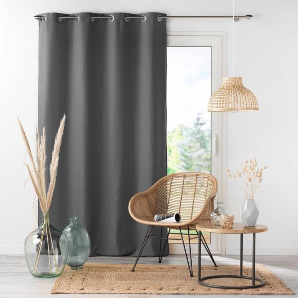 Draperie gri antracit din microfibră 140x280 cm Absolu – douceur d'intérieur
