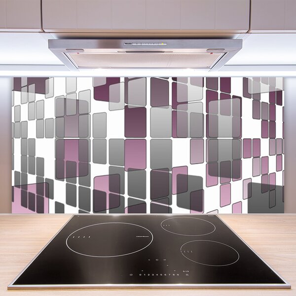 Panou sticla bucatarie Abstract Art Gri Alb Brun