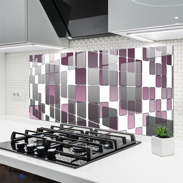 Panou sticla bucatarie Abstract Art Gri Alb Brun