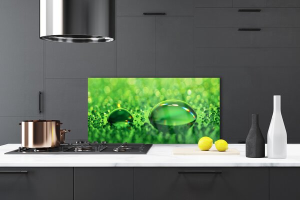Panou sticla bucatarie Waterdrop Art Green