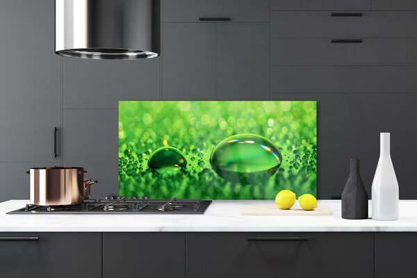 Panou sticla bucatarie Waterdrop Art Green