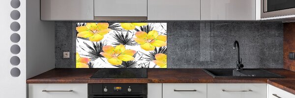 Panou sticla securizata bucatarie flori tropicale