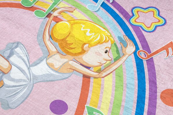 BAMBINO 41870 covor lavabil Balerina, curcubeu pentru copii anti-alunecare - roz