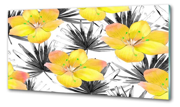 Panou sticla securizata bucatarie flori tropicale