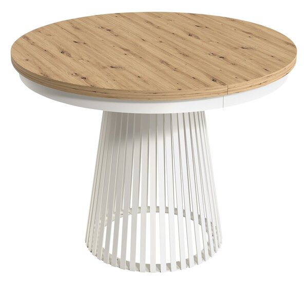 Masă Stanton 150Alb, Stejar artizan, 8x18cm, ExtensieExtensie, PAL laminat, Metal