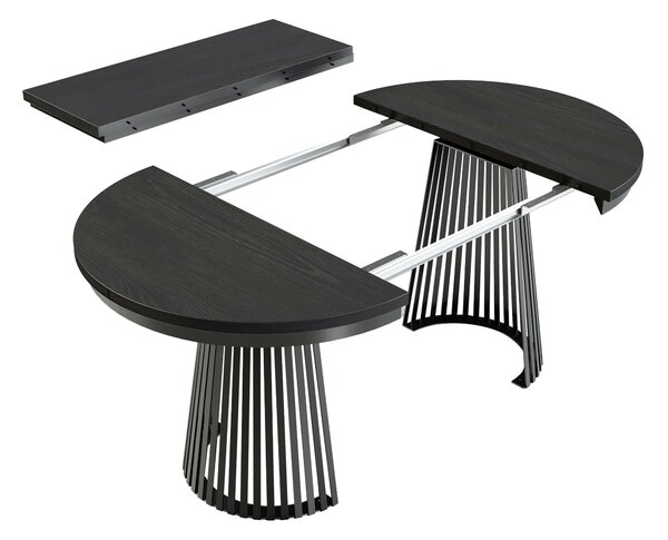 Masă Stanton 150Alb, Stejar artizan, 8x18cm, ExtensieExtensie, PAL laminat, Metal