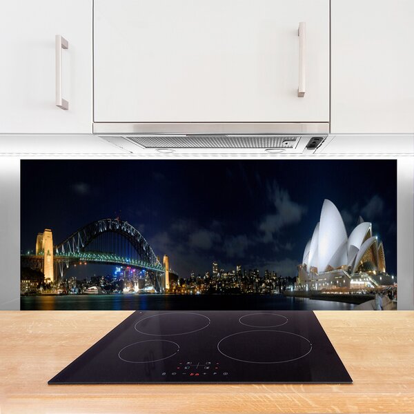 Panou sticla bucatarie Sydney Bridge City Arhitectură Alb Albastru Negru